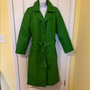 Green Women's Leather Trench Coat
